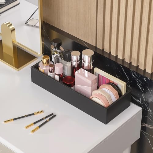 ZHWS Toilet Paper Basket, Bathroom Basket for Counter Toiletires Decor Towel TP, Back of Toilet Organizer Storage, Guest Toilet Tank Tray, Vanity Tray for Perfume Makeup Kitchen 15"x6"x3" Black - color: Black, size: 15" x 6" x 3"