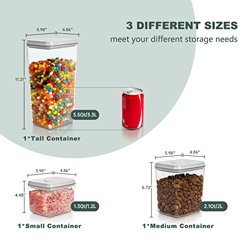 Pop Top Food Storage Containers, Leakproof Pantry Food Storage Containers, Kitchen Storage Containers with Lids Airtight 3-Piece - 3.5Qt/2.1Qt/1.3Qt - color: 3 Pcs Set(1.3qt+2.1qt+3.5qt)