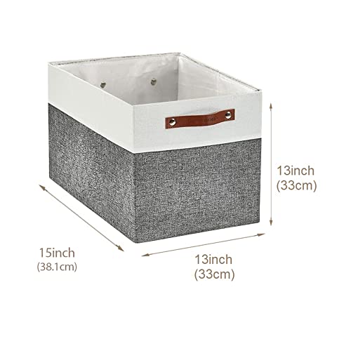 DECOMOMO Kallax Storage Cubes - 13x15x13 Storage Bins, Baskets for Organizing Shelves (Grey and White, 4-Pack) - color: Grey and White, size: Kallax 13"x15"x13" /4pcs