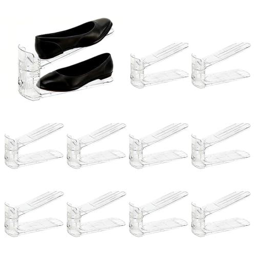 Shoe Slots Organizer, Shoe Stacker, Adjustable Level Shoe Rack Organizer, Space Saver Storage Shoe Holder Organization (10)