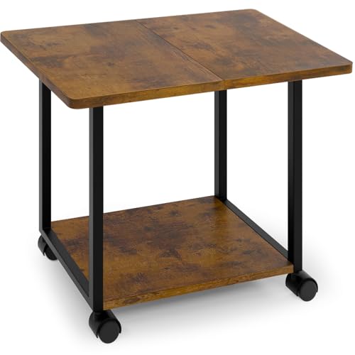 MARTY 22"x15.75" Large Under Desk Printer Stand with Storage Shelf 2-Tier Rolling Printer Cart with Wheels Printer Table for Home Office Heavy Duty Storage Rack for Scanner Fax Machine, Rustic Brown - color: Rustic Brown