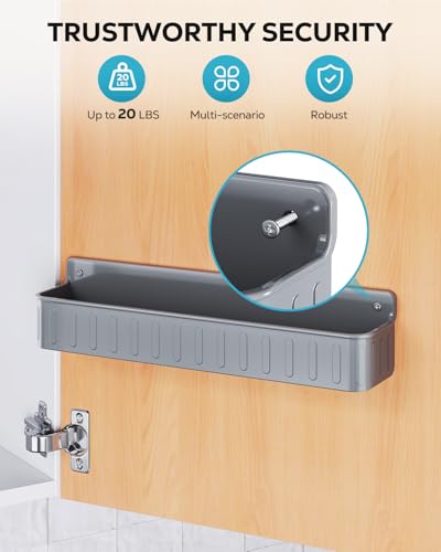 Nieifi Spice Rack Wall Mount, Spice Organizer for Spice Jars, Screw or Adhesive Hanging Organizer for Kitchen Cabinet or Pantry Door, 4 Pack, Grey, ABS Plastic - color: Grey