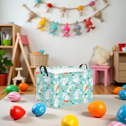 HIYAGON Rectangular Easter Basket for Kids Baby Easter Basket for Boys and Girls Cute Toy Storage Organizer Bin Box Room Decor(Line Easter Egg) - color: Line Easter Egg