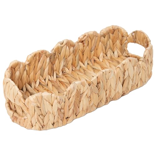 Coeusy Toilet Tank Basket,Toilet Paper Storage Basket Bathroom Counter Organizer Wicker Baskets for Organizing,Holds Up to 3 Mega Rolls,Natural Water Hyacinth Boho Decor Bathroom - size: oval