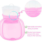 Denture Bath Case Denture Soaking Cup with Brush, Denture Holder Case Retainer Cleaning Case False Teeth Storage Box for Travel and Daily Use - color: Light Pink