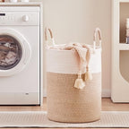 80L Extra Large Laundry Hamper Basket Tall Woven Rope Clothes Hamper Blanket Basket for Living Room Bathroom Bedroom Brown 16"L x 16"W x 22"H - color: Brown1, size: Extra Large (80L)