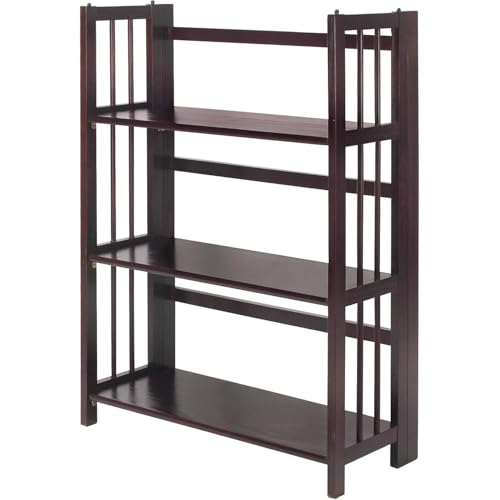 HomeStock 3-Shelf Stackable Folding Office Wood Furniture Bookcase, Contemporary Home and Office Furniture, Sturdy Wooden Shelving Storage Espresso/27.5 Inch - color: Espresso, size: 27 5 Inch