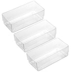 LotFancy Clear Drawer Organizers, 6'' x 3'' x 2'', Set of 3, Drawer Organizer Trays for Desk, Plastic Storage Bins for Bathroom, Makeup, Utensils, Stackable - size: 6x3x2''