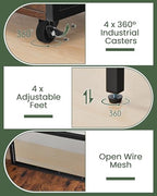 CHOEZON End Table, 19.7 Inch Square Side Table, Mini Fridge Stand with Storage, Nightstand with Mobile Basket Cart, for Living Room, Bedroom, Rustic Brown and Black TBZ55BF - color: Rustic Brown + Black