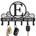 Metal Letter E Key Holder for Wall, Decorative Metal Key Holder Wall Mount, Key Hooks Coat Rack Monogram Wall Decor, Perfect for Bathroom, Living Room, Kitchen, Anniversary Housewarming Gift - style: E