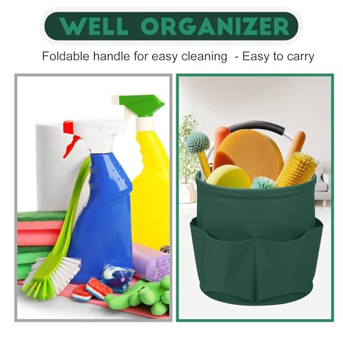 Cleaning Caddy for Cleaning Supplies,17L Cleaning Supply Caddy with Handle Foldable Cleaning Supplies Organizer Bucket Cleaning Products Organizers for Home, Garden (Grass Green) - color: Grass Green