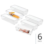 iDesign Plastic Drawer Organizer Bins - Storage for Kitchen, Bathroom, and Desk Drawers - Set of 6 - Clear - size: 4 x 12 x 3, style: Pack of 6