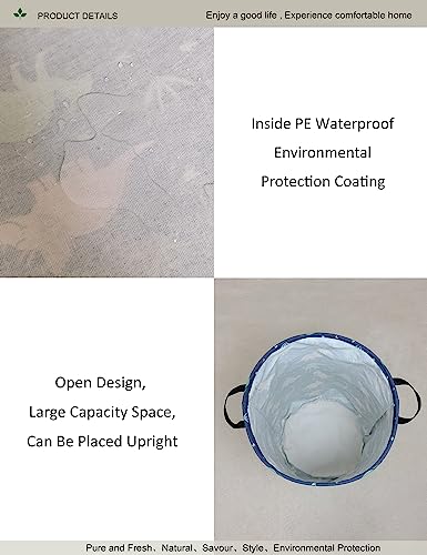Round Waterproof Laundry Basket,Foldable Storage Basket,Laundry Hampers with Handle,Gift Basket,Suitable for Children's Room and Toy Storage (Blue Dinosaur) - color: Dinosaur
