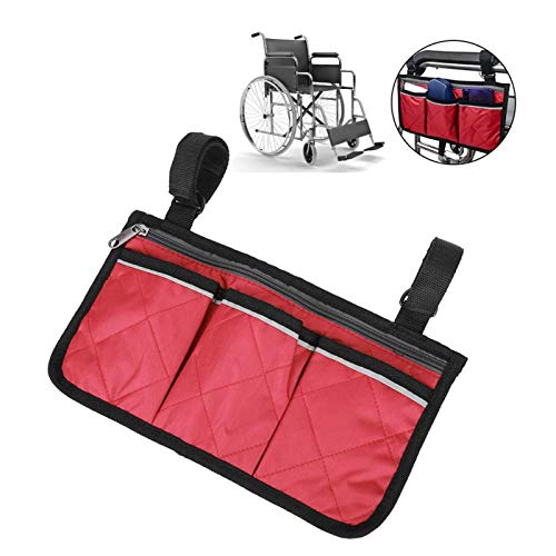 RiToEasysports Walker Bag,Multifunctional Wheelchair Side Bag Scooter Armrest Side Bag Hanging Pouch Storage Organizer for Bed Rail, Scooters, Walker Rollator - color: red