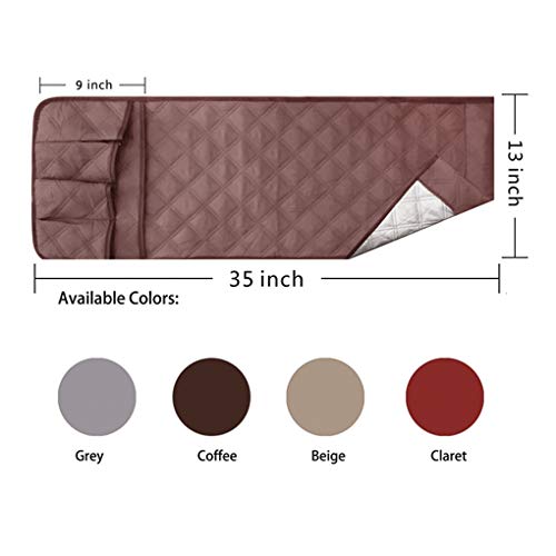 Couch Sofa Armrest Organiser Arm Chair Caddy Bedside Storage Pocket with 6 Pockets TV Remote Holder Bed Storage Pocket Bag for Cellphone Tablet Notepad Book Magazines DVD Glasses - color: #D Coffee (Polyester)