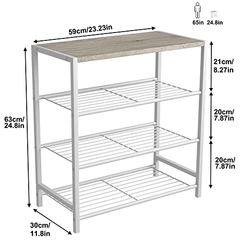 HOMEFORT 4-Tier Shoe Rack, Modern Industrial Shoe Storage Tower, Narrow Shoe Organizer for Closet Entryway, Small Shoe Rack Table with Durable Metal Shelves and MDF Top, White Oak - color: White Oak, size: 4-Tier (11.8"D x 23.23"W x 24.8"H)