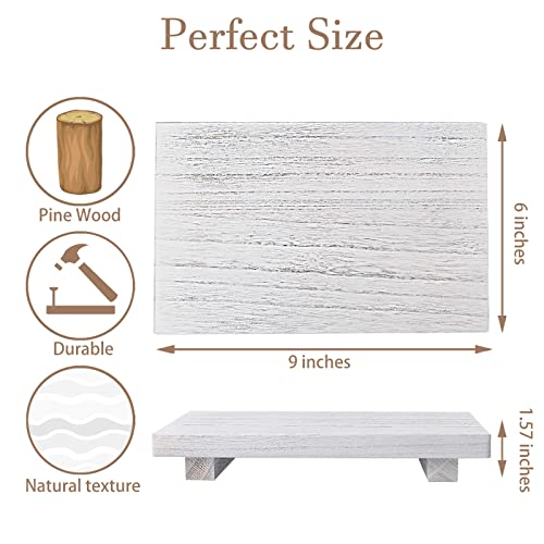 zoocatia Small Wood Tray Pedestal Stand Farmhouse Bathroom Decor Decorative Wooden Riser Kitchen Soap Dish Holder for Vanity, Counter, Sink, 9" x 5.9" - White - color: White, size: 9" x 5.9" x 1.6"