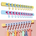 OULIGET Utility Slide Rail Hook,Under Cabinet Kitchen No Punching Hooks for Hanging Utensil,Bathroom Bedroom Office Wall Door Rack with 10 Hooks,2Pieces - color: Blue Pink