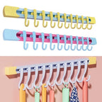 OULIGET Utility Slide Rail Hook,Under Cabinet Kitchen No Punching Hooks for Hanging Utensil,Bathroom Bedroom Office Wall Door Rack with 10 Hooks,2Pieces - color: Blue Pink