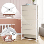 Crestlive Products Tall Dresser, 7-Drawer Wide Fabirc Storage Tower, Chests of Drawers - Vertical Organizer Unit for Bedroom, Hallway, Entryway, Nursery, Wood Top, Closets with Handles (Beige) - color: Beige, style: Wide-7 Drawers