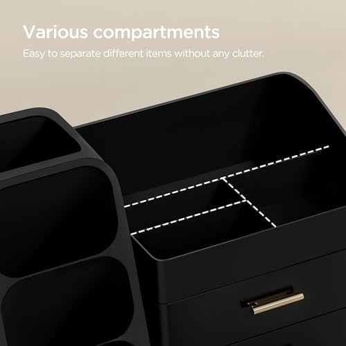 HBlife Cologne Organizer for Men Makeup Organizer with Brush Holder for Vanity, Large Plastic Bathroom Countertop Organizer Skin Care Storage, Fathers Day Gift for Dad Husband, All Black - color: All Black, size: Large