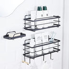 KINCMAX Premium Shower Caddy with Soap Holder, 2-Pack Adhesive Shower Organizer, No Drill Bathroom Shelves, Rustproof Stainless Steel Shelves for Inside, Shower Storage Rack, Matte Black - color: Matte Black + Soap Holder