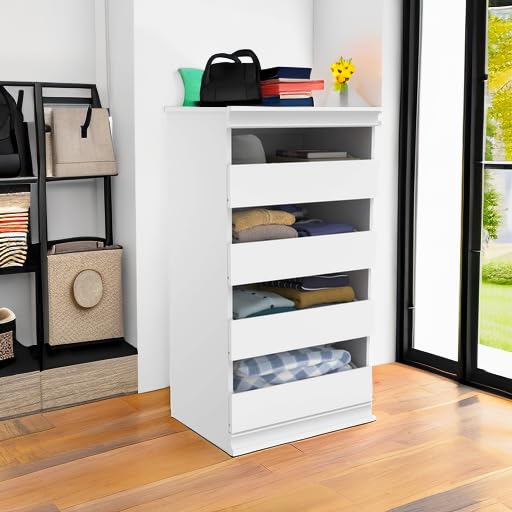 ClosetMaid Modular Storage Unit with 4 Drawers, Wood Closet Organizer, Stacking, Full Backer, Storage, Decorative Trim, White - color: White