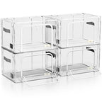 Sorbus Storage Bins with Metal Frame - Stackable & Foldable Clothes Organizer Bags - Clear Soft Plastic Storage Containers (4 Pack, Large) - size: Large, style: 4 Pack