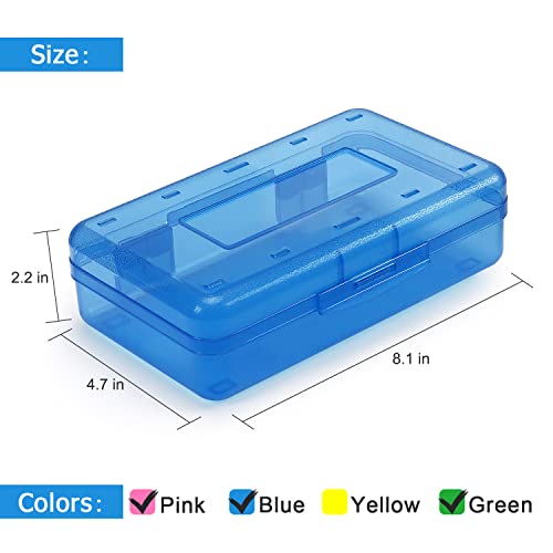 Tamaki 3 Pack Plastic Pencil Box Large Capacity Pencil Boxes Clear Boxes with Snap-tight Lid Stackable Design and Stylish Office Supplies Storage Organizer Box, Blue, Green, Pink - color: Blue,Green,Pink