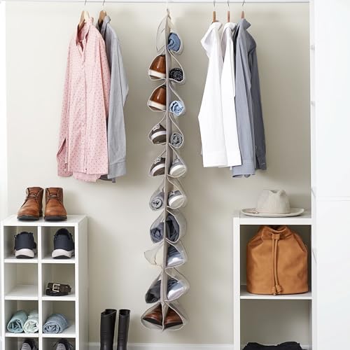 Household Essentials 20-Pocket Closet Shoe File, Single Hook System - color: Silver