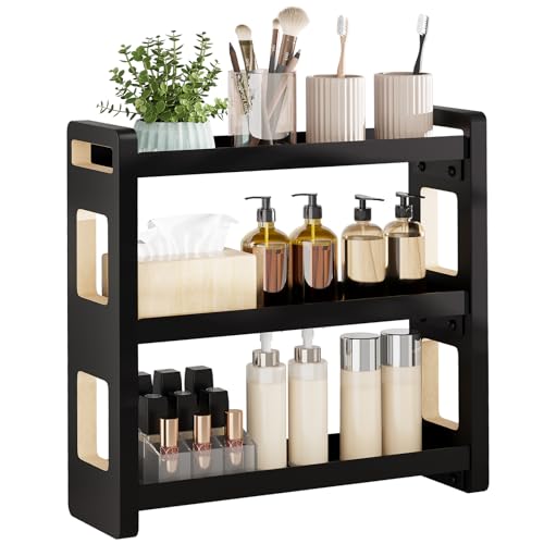 Bathroom Counter Organizer,Bathroom Counter Shelf,Bathroom Organizers,Under Sink Organizer,Cologne Organizer For Men,Cologne Cabinet,Spice Rack Organizer for Cabinet,Gifts(Black 3 Tier) - color: Black 3 Tier
