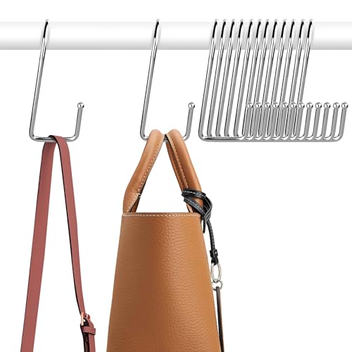 ZEDODIER 15 Pack Purse Hanger Closet, Bag Organizer Purse Hooks for Closet, Keeping Purses Visible and in Good Condition, Metal Hanging Backpack Holder Rack, Silver - color: Silver