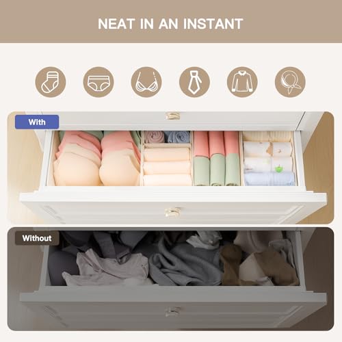 Criusia Drawer Organizer Clothes, 21 Pack Dresser Organizer for Baby Clothes, Underwear, Sock - Foldable Closet Organization and Storage Dividers Bins for Nursery, Bedroom (Beige) - color: Beige, size: 21PACK