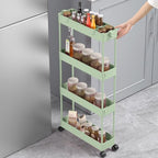 SPACELEAD Slim Storage Cart 4 Tier,Bathroom Organizer Rolling Utility,Mobile Shelving Unit Slide Out for Office, Kitchen, Laundry Room & Narrow Places，Green - color: Green