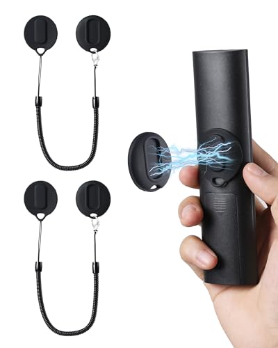 2-in-1 Magnetic Remote Control Holder Wall Mount, 2 Pack Self-Adhesive TV Remote Holder with Removable Spring Ropes, Silicone Remote Organizer Storage Wall Holder for Projector TV Remote Holder - color: Black