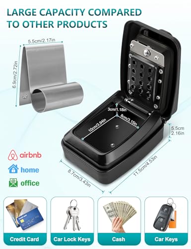 Car Window Lock Box for Turo, Portable Car Key Lock Box, Punch Button Combination Key Safe Box, Sturdy Waterproof Large Capacity Security Lockbox fit for Ride Share, Turo, GetAround ﻿ - color: C-Black