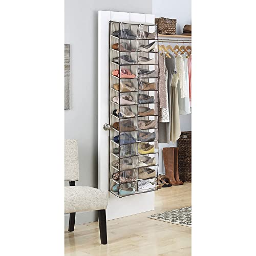 Whitmor Over the Door Shoe Shelves - size: 26 Pocket Transparent & Beige