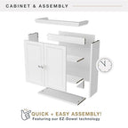 MCS 23x26 White Medicine Cabinet Organizer, Wall Mounted Bathroom Cabinet for Over-The-Toilet Storage, Bathroom Furniture & Restroom Organizer - size: 23x26 2-Door