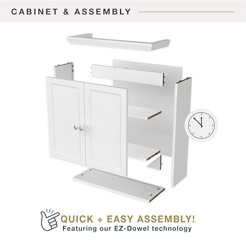 MCS 23x26 White Medicine Cabinet Organizer, Wall Mounted Bathroom Cabinet for Over-The-Toilet Storage, Bathroom Furniture & Restroom Organizer - size: 23x26 2-Door