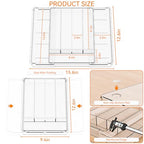 Yieach Clear Expandable Silverware Drawer Organizer,9.4-15.6In Adjustable Silverware Tray for Drawer,Acrylic Kitchen Utensil Drawer Organizer for Cutlery,Flatware Organizers and Fork and Spoon Holder - size: M - 9.4 to 15.6