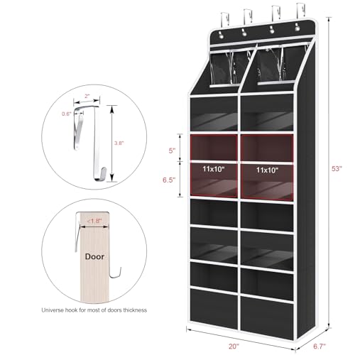 Univivi 5-Shelf Over Door Hanging Organizer Fabric Door Storage for Baby Nursery Nursery Closet Cabinet Wall Mount Hanging Storage Organizers with 8 Deep Pockets and 4 Small PVC Pockets(Black) - color: Black (Upgraded), size: 5 LAYER