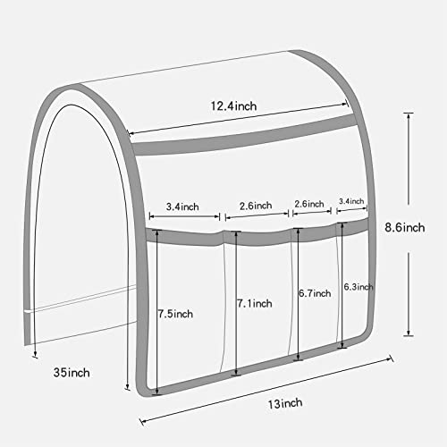 NB Sofa Armrest Organize Remote Holder Bedside Caddy Organizer with 5 Pockets，Non-Slip Couch Remote Control Holder Couch Armchair Caddy Accessories (Beige, 35"X12.4") - color: Beige, size: 35"x12.4"