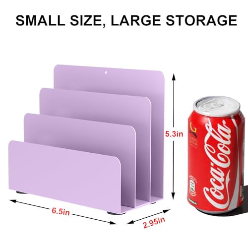 Mail Organizer Countertop, Small Desk File Organizer, Metal File Holder - Essential Workspace Organizers for Office Desk, Home Office (Purple) - color: Purple