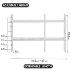 2Pack Expandable Cabinet Shelf Organizers, Stackable Metal Shelves Extender for Kitchen Countertop Storage, Adjustable Spices Shelves Rack Stand for Cupboard Pantry, White - size: 2Pack-Special-8''Wx(16.5-27'')Lx9.6''H-White