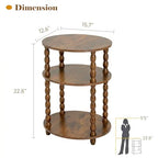 3-Tier Oval Side Table with Solid Wood Legs, Small End Table with Storage Shelves for Living Room Bedroom, Modern Night Stand Accent Table for Small Spaces, Easy Assembly - size: Oval(12.6''x15.7''x22.8'')