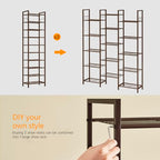 usikey 10 Tiers Narrow Shoe Rack 20-30 Pairs, Sturdy Metal Tall Shoe Rack Shelf with 4 Hooks, Slim Shoe Storage with Metal Shelf, Space Saving Vertical Shoe Organizer for Entryway Bronze UNYXJX018A - color: 10 Tier ( 17.9 X 11 X 69.2 Inches)-bronze
