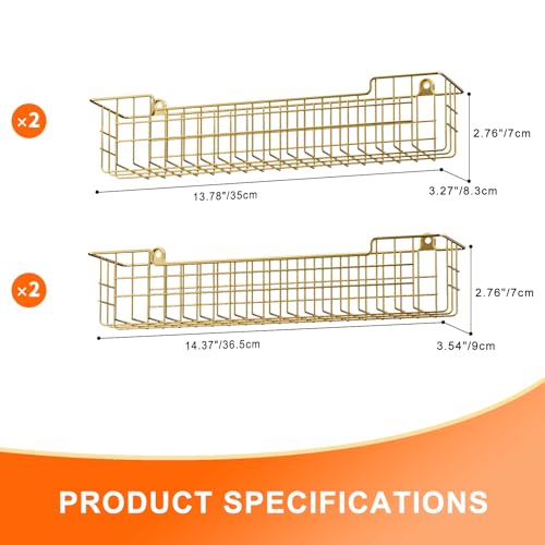 Spice Rack, 4-Pack Seasoning Organizer Wall Mount for Kitchen Storage Organization, Spice Holder Shelf Saving Space for Cabinet, RV, Pantry, Gold - color: Gold-4 Pack