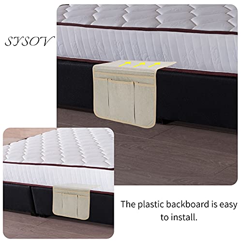 Bedside Caddy Bedside Storage Organizer Magazine Phone Tablet iPad Remote Holder, Organizer Caddy for Home College Dorm Bed, Sofa, Bunk Bed (Pale Khaki) - color: Pale Khaki