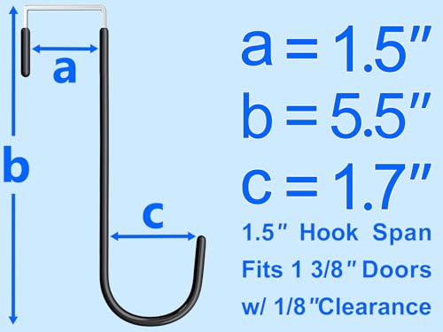 Over the Door Metal Hooks with Plastic Coating 1 Year Returnless Refund 5.5" Fit 0.5" to 1 3/8" Door 4 Pcs Heavy Duty Single Towel Robe Rack Wreath Bathroom Shower Hanger Shoe Organizer Ironing Board - color: E: BK 5.5" fit 0.5" to 1 3/8" door 4pcs