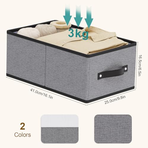 Clothing Storage Bins, 16.1 × 9.8 × 6.5 Inch Storage Cubes with Handles, Foldable Closet Organizers, Gray, Large, 6-Pack - color: Gray, size: Large -6 Pack